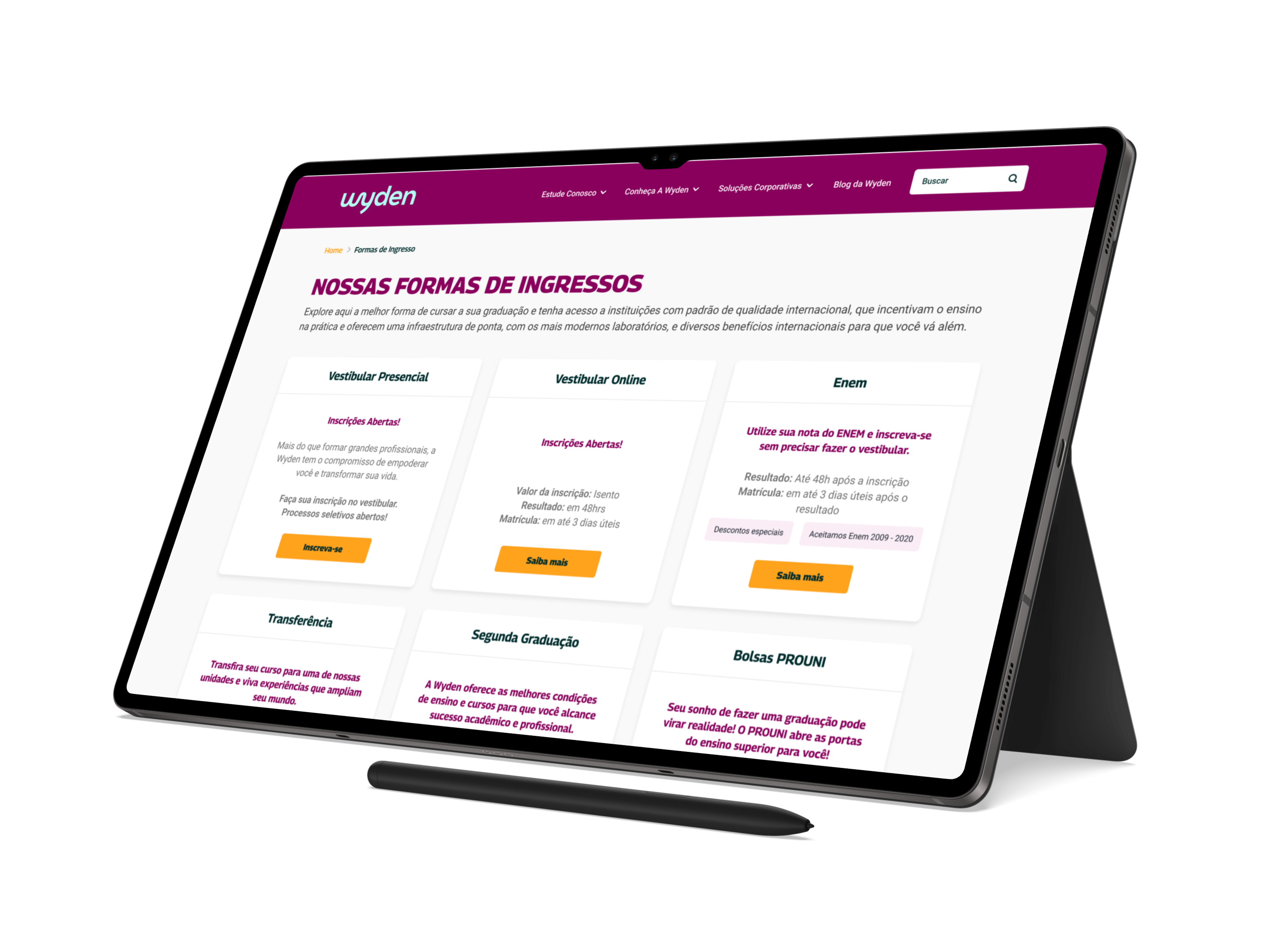 This is a card that opens up a new page, which describes how I managed a discovery and designed the new structure for a university website. And this new structure turns out to be the responsible for atracting new students to the university.